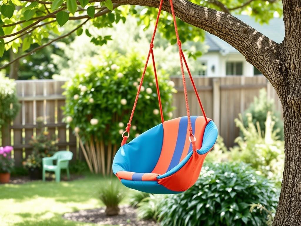 Outdoor-Hängesessel für Kinder im Garten aufgehängt Outdoor-Hängesessel für Kinder im Garten aufgehängt