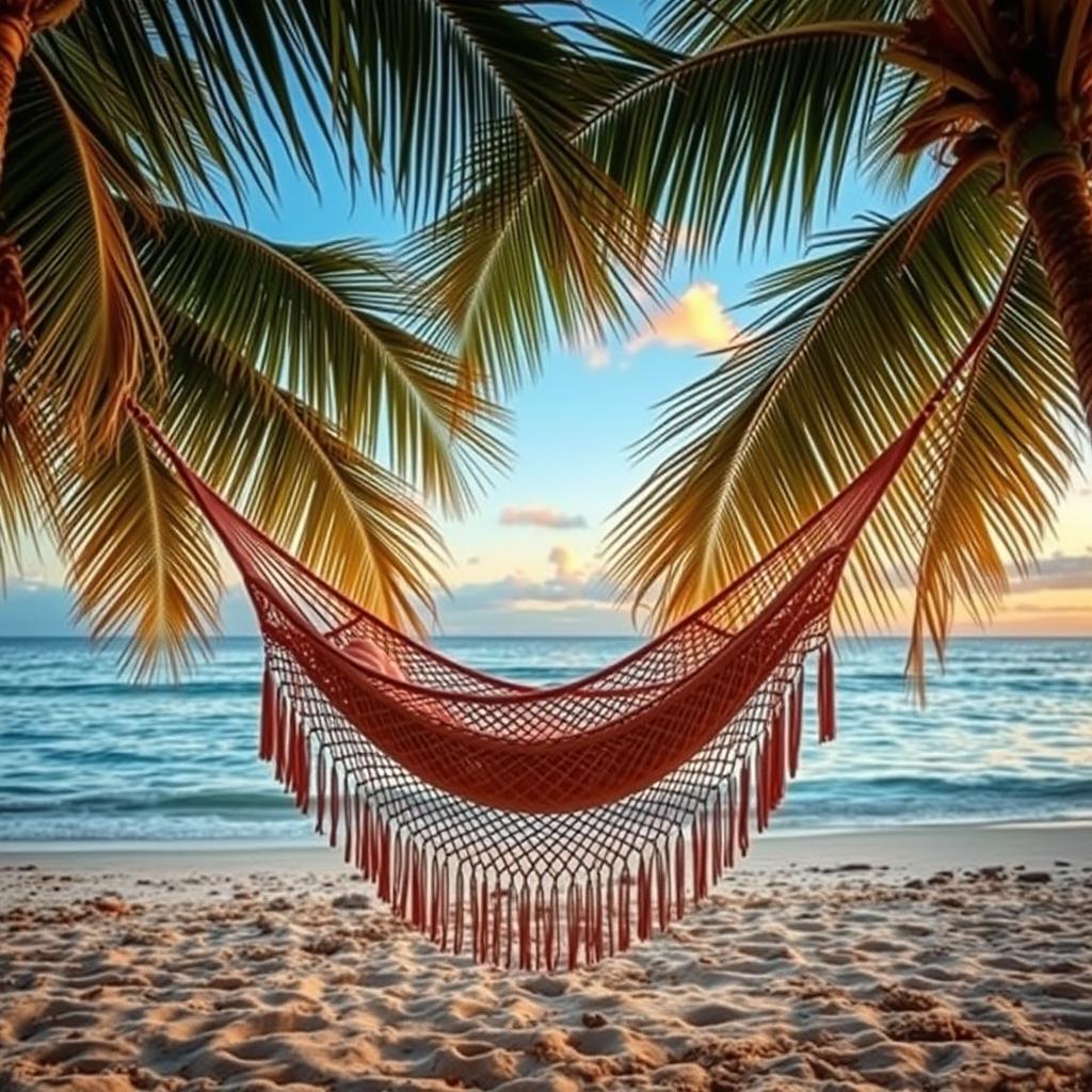 Boho Hängematte am Strand zwischen Palmen Boho Hängematte am Strand zwischen Palmen